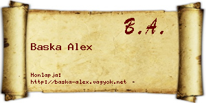 Baska Alex névjegykártya